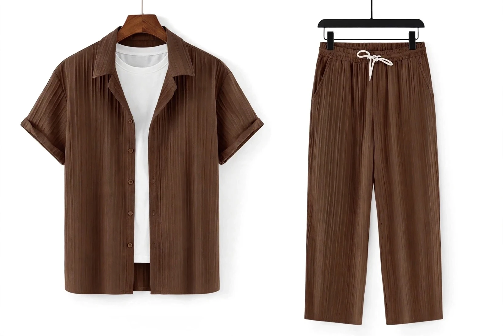 Heren zomerset chocoladebruin | shirt + broek | NIEUW 